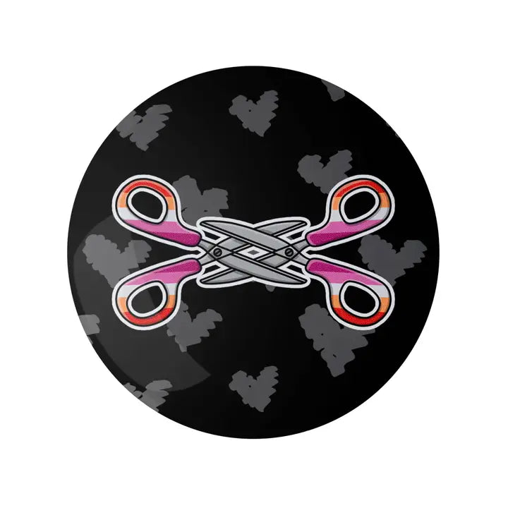Lesbian Scissors 1.25" LGBTQ+ Button Pin