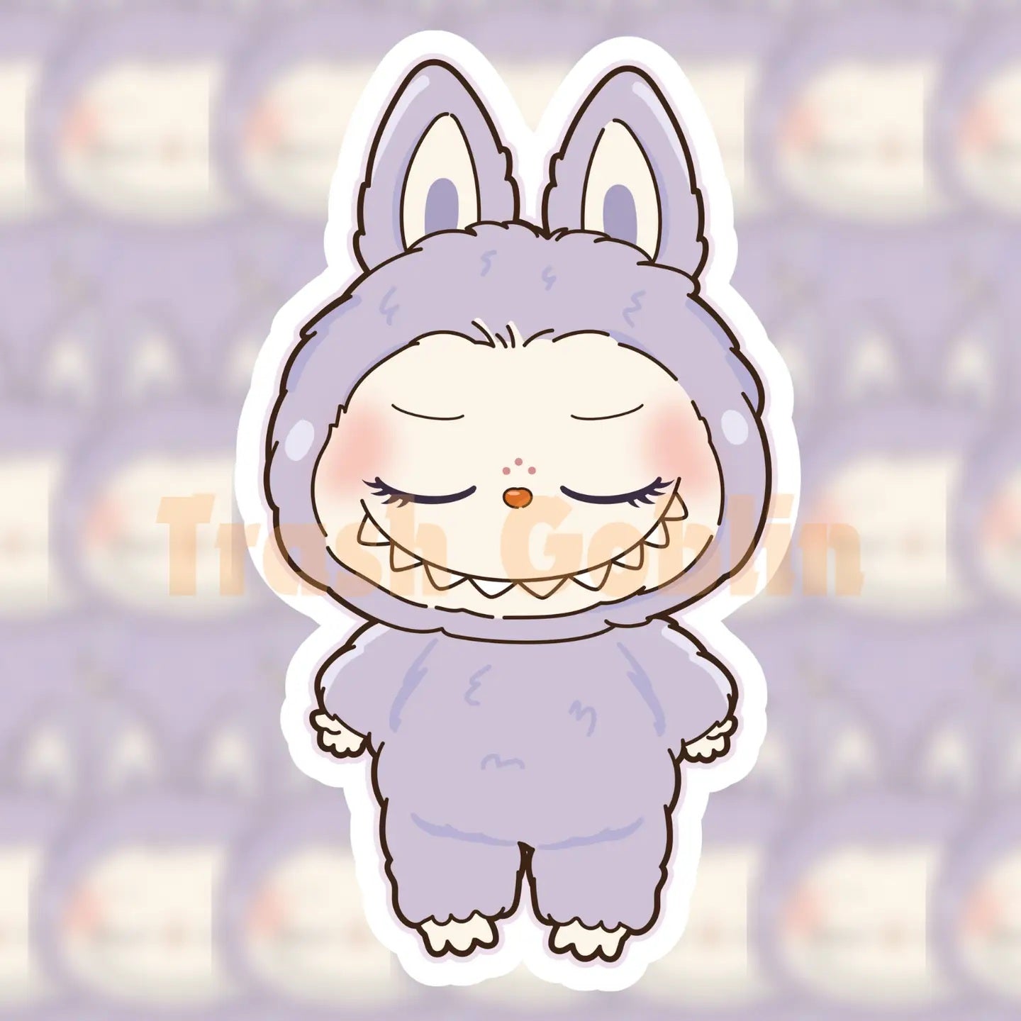Pastel Purple Closed Eyes Monster Vinyl Sticker