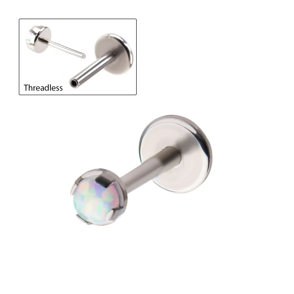 Prong Opal Threadless Labret 18g