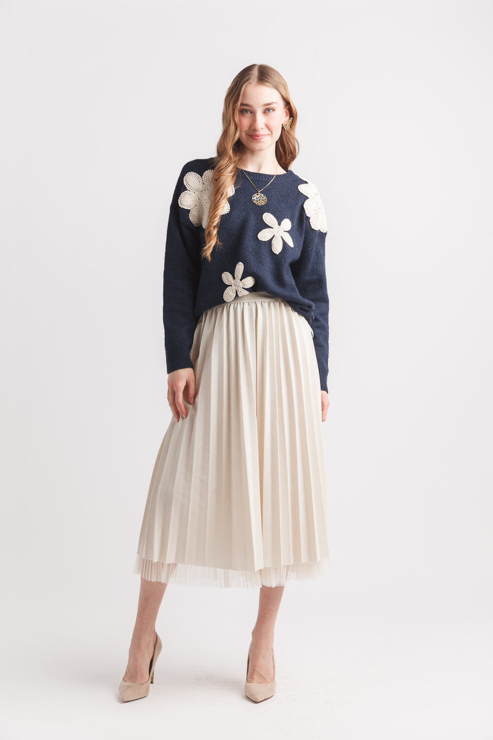 Tiered Pleated Tulle Skirt