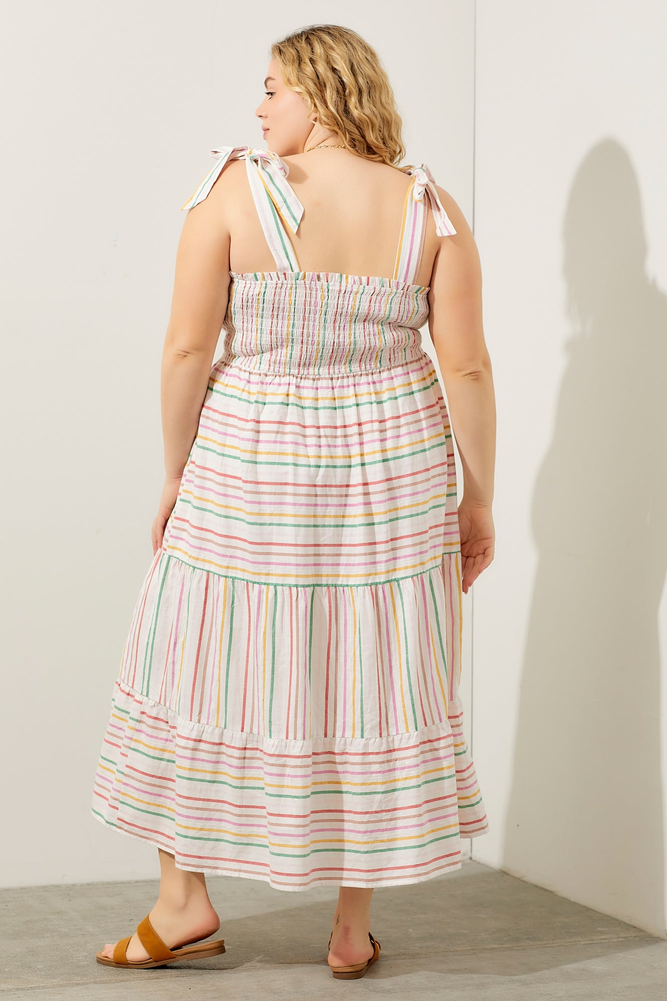 Stripe Smocking Dress Plus