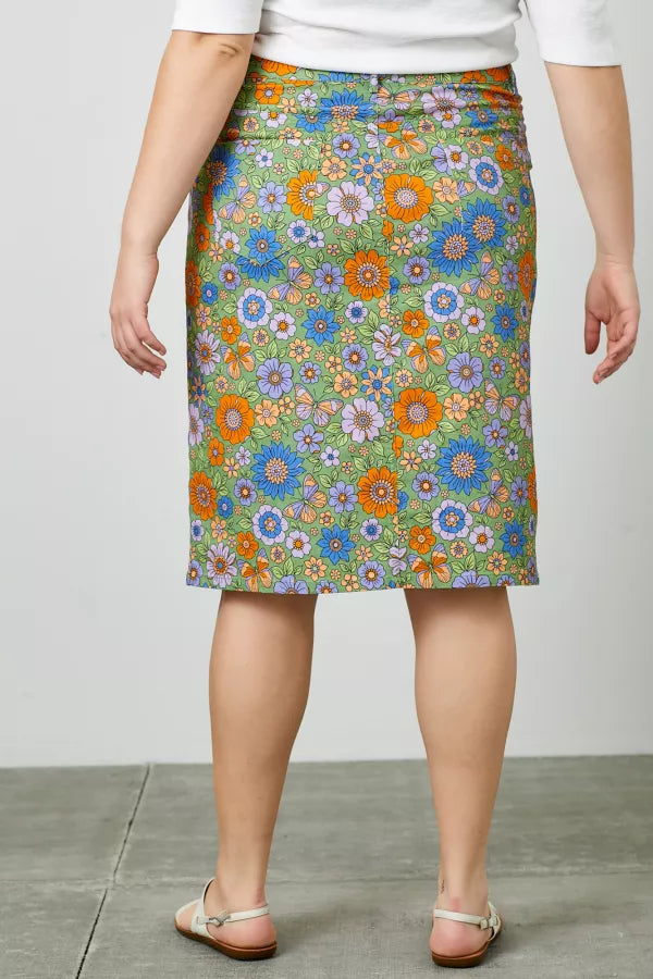 Print Skirt W Square Pocket Plus Size