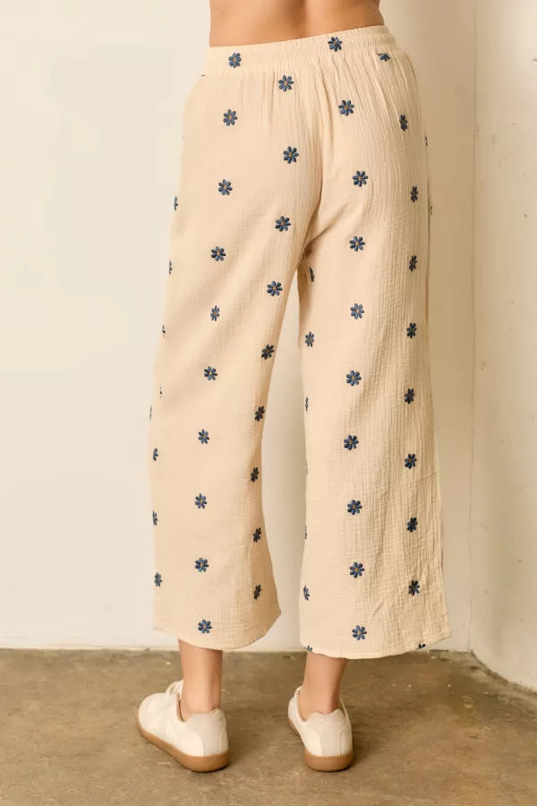 Printed Elastic Waist Pants