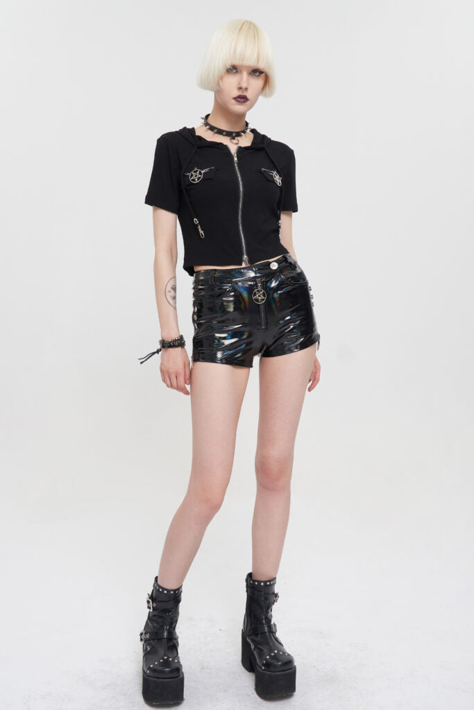Faux Pleather Holo Shorts