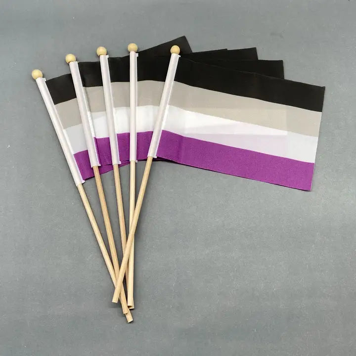 Hand Flag Asexual Pride Wooden Pole
