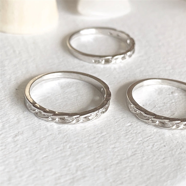 Fenrir Chain Link Ring Size 7 Sterling Silver