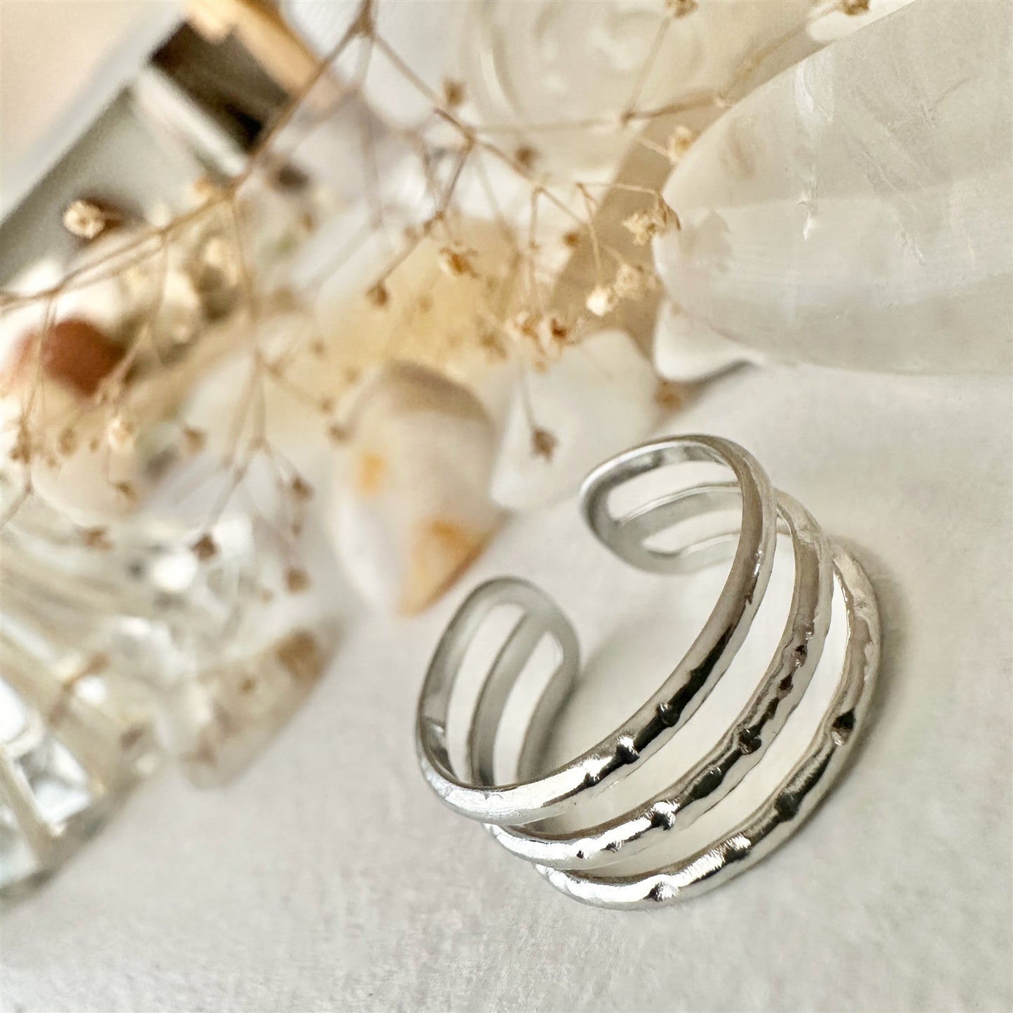 Lofl Triple Textured Adjustable Ring