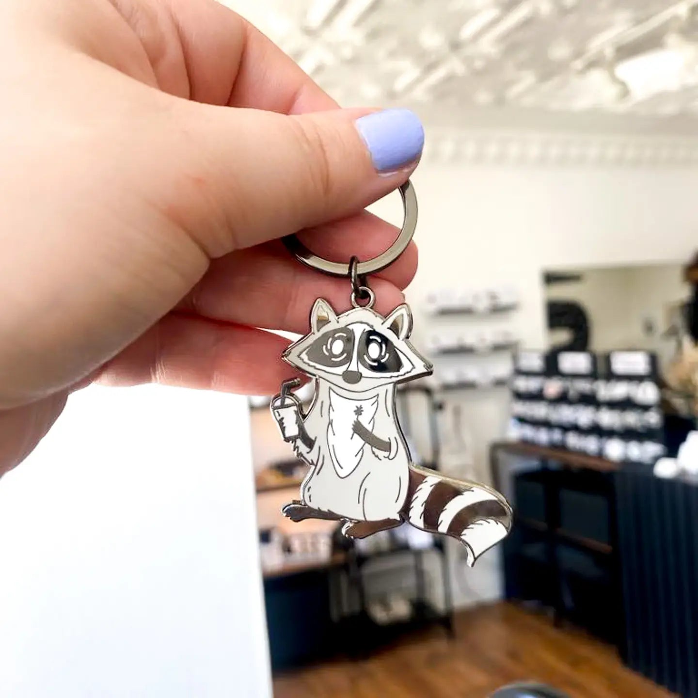 Raccoon Hard Enamel Keychain