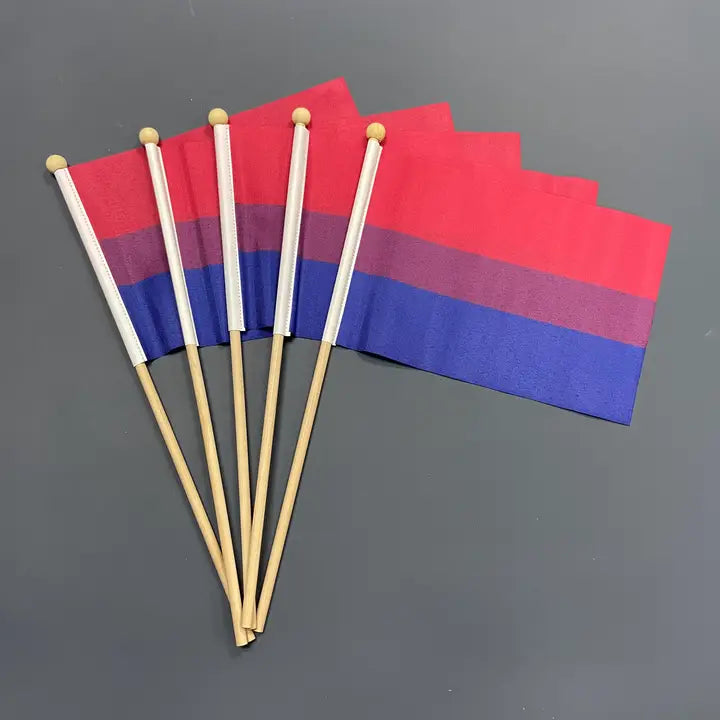 Hand Flag Bisexual Pride Wooden Pole