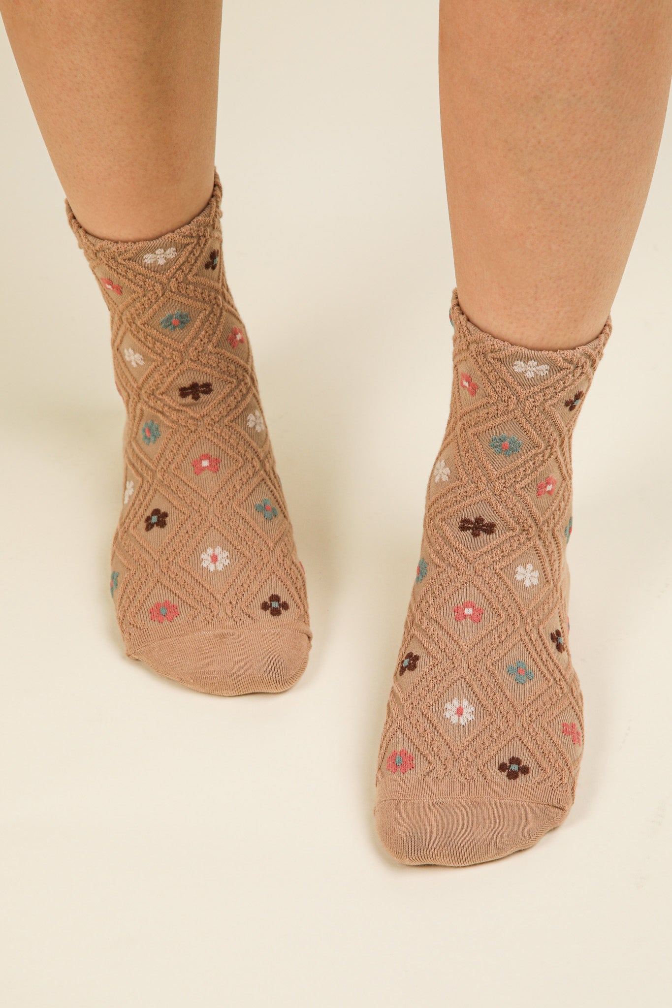 Floral Printed Crew Socks