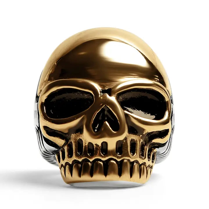 18K Gold Pvd Coated Stainless Steel Skull Ring