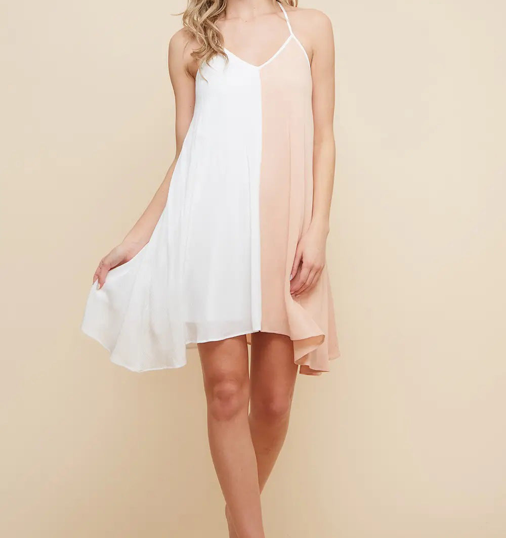 Colorblock Crinkle Dress