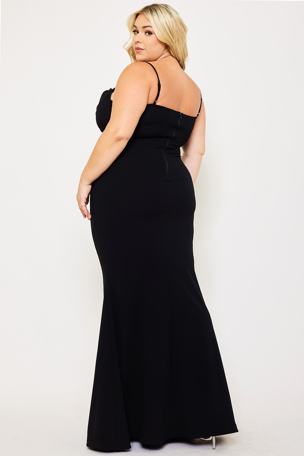 Flower Embellished On Bust Plus Size Maxi Dress