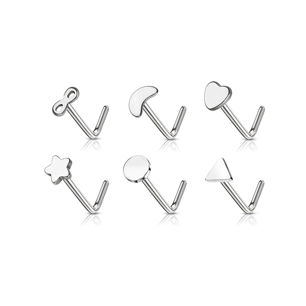 Shapes Steel L-Shape Nose Stud 20g