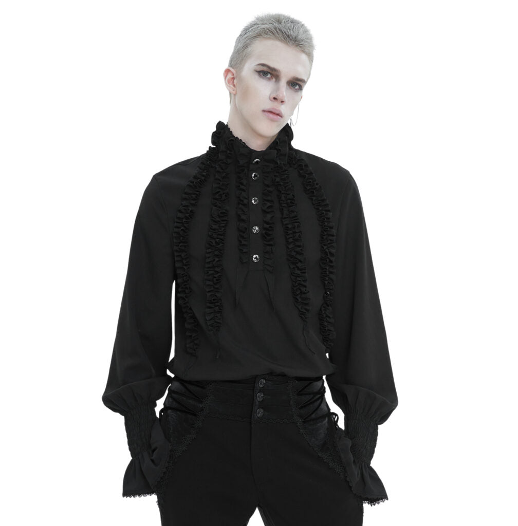 High Collar Ruffle Row Gothic Shirt