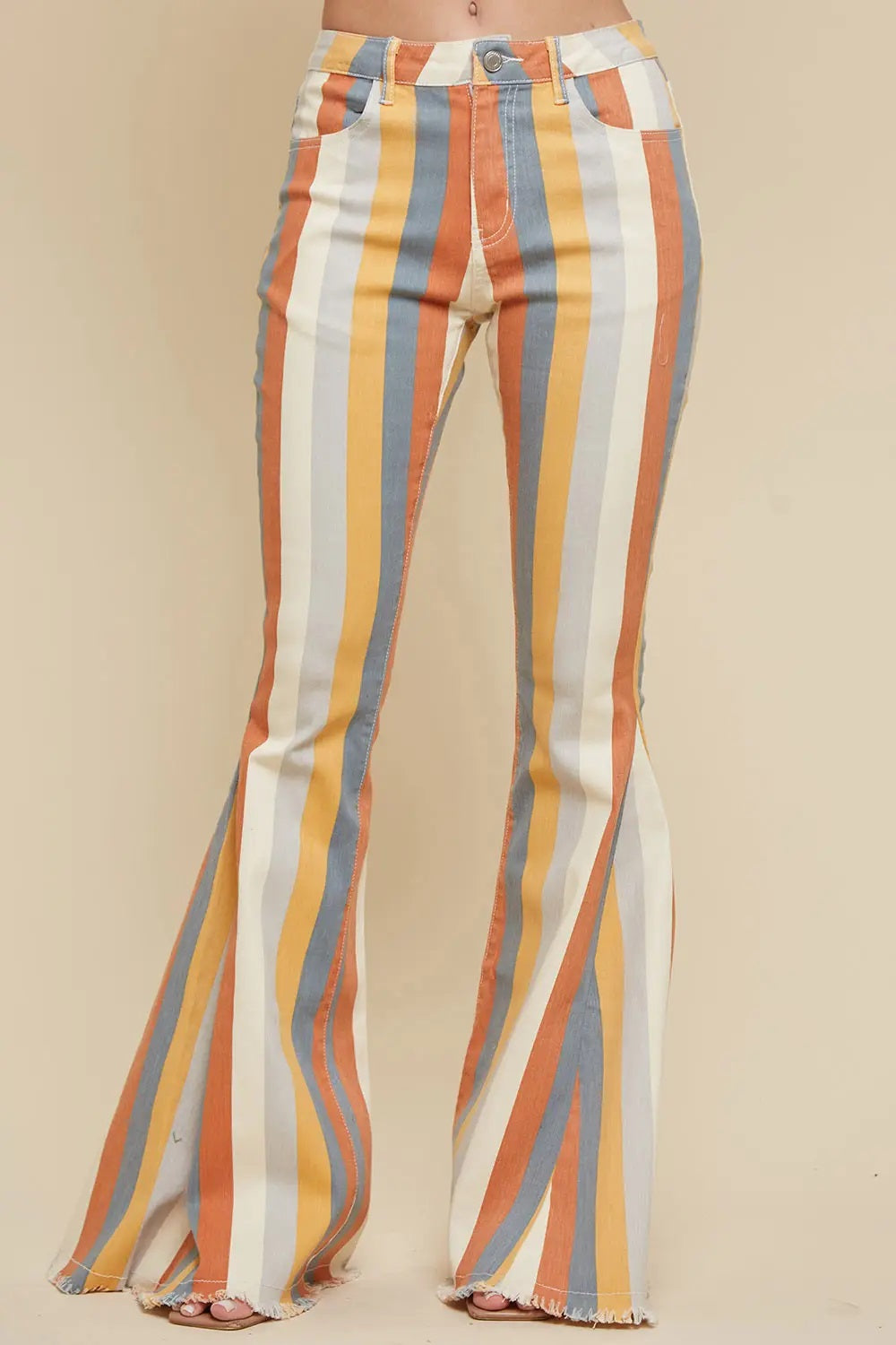 Multi Striped Denim Caramel Multi