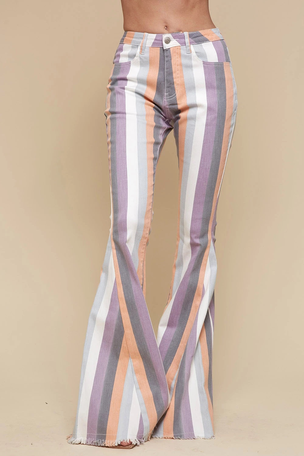 Multi Striped Denim Lavender Pants