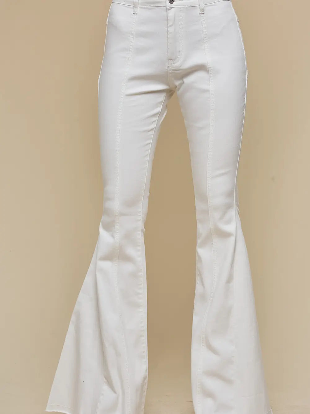 Ivory Brown Back Suede Star Bell Bottoms Denim