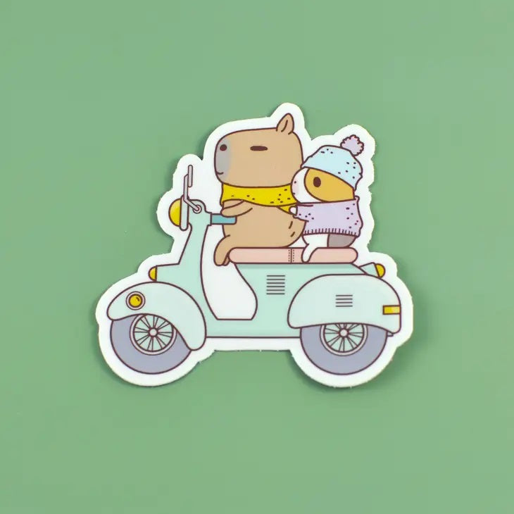 Bubu And Moonch Riding Scotter Sticker