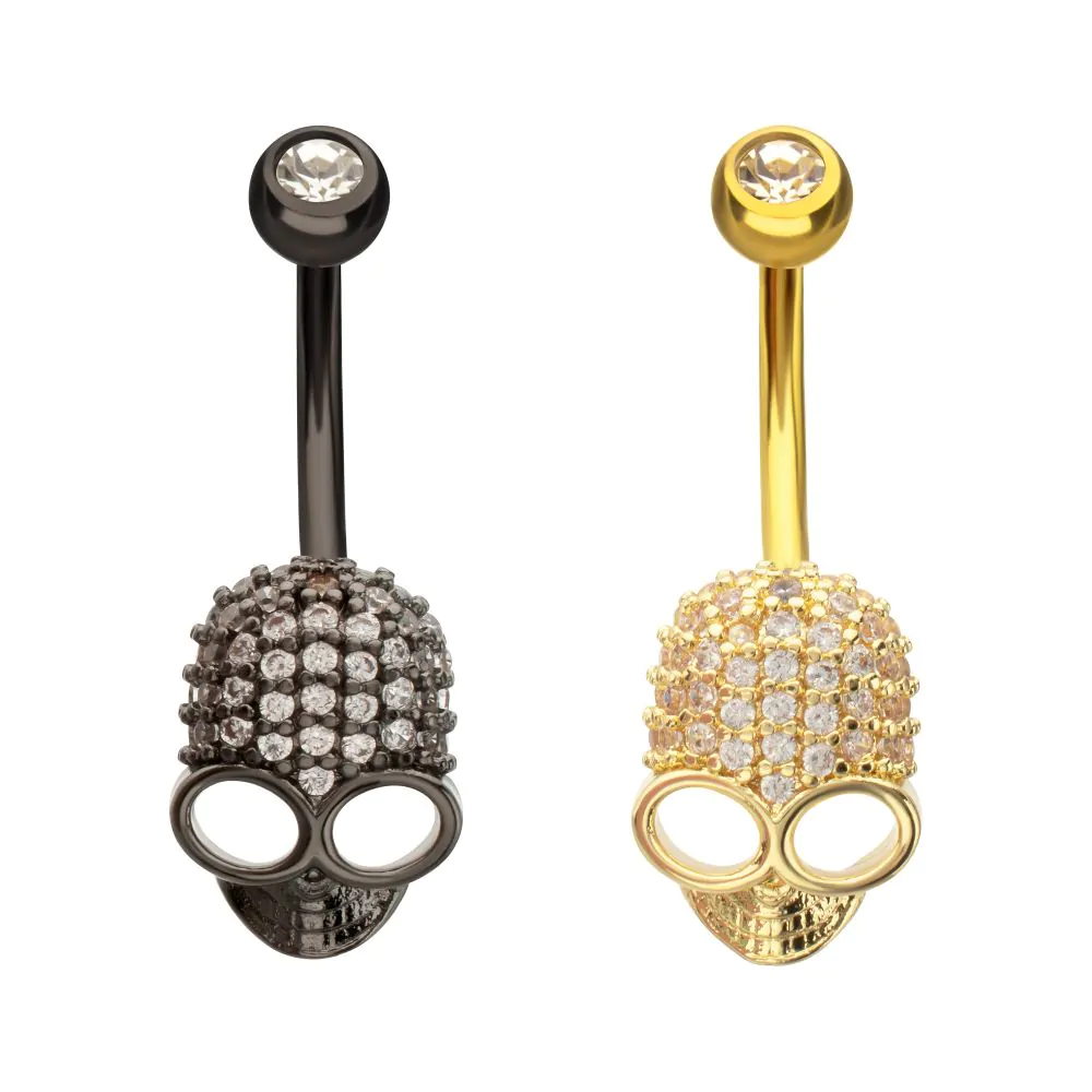 Skull Pave CZ Navel