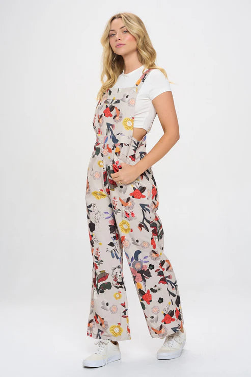 Bird Print Overall Grey