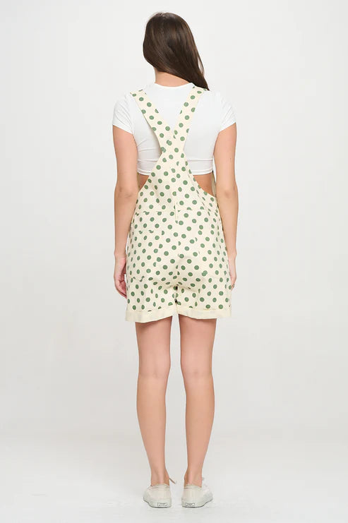 Retro Polka Dot Shortalls Green