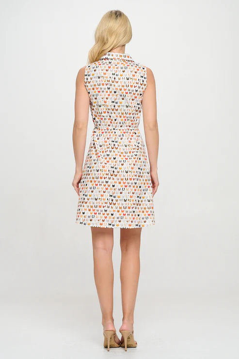 Colorful Cat Face Print Dress