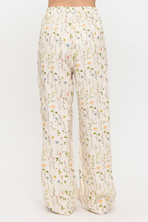 Spring Wildflowers Print Wide Leg Pants
