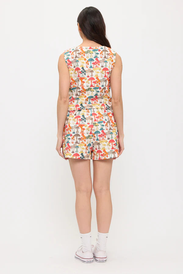 Colourful Mushroom Woods Print V-Neck Vest