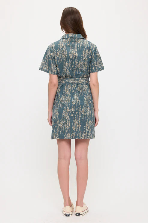 Indigo Vine Button Down Shirt Dress