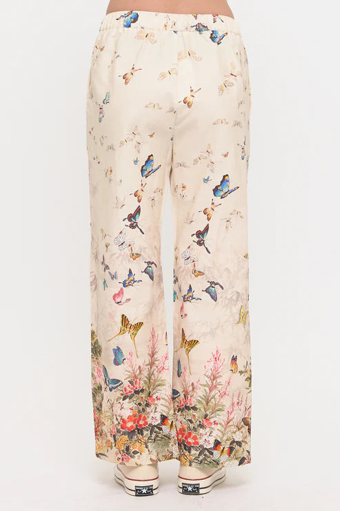 BUTTERFLY FLORAL PRINT PANTS