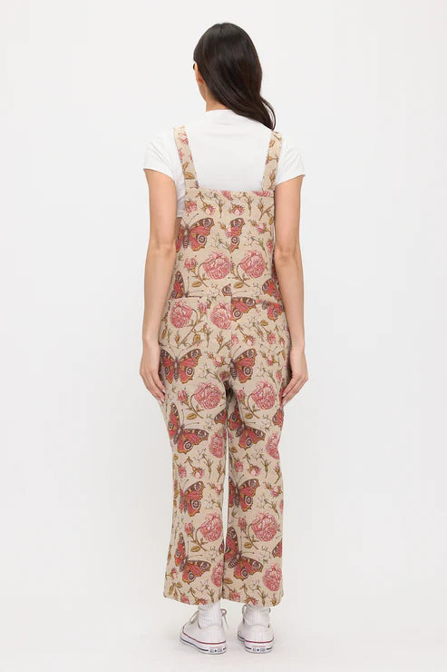 Vintage Butterfly And Rose Tapestry Overalls