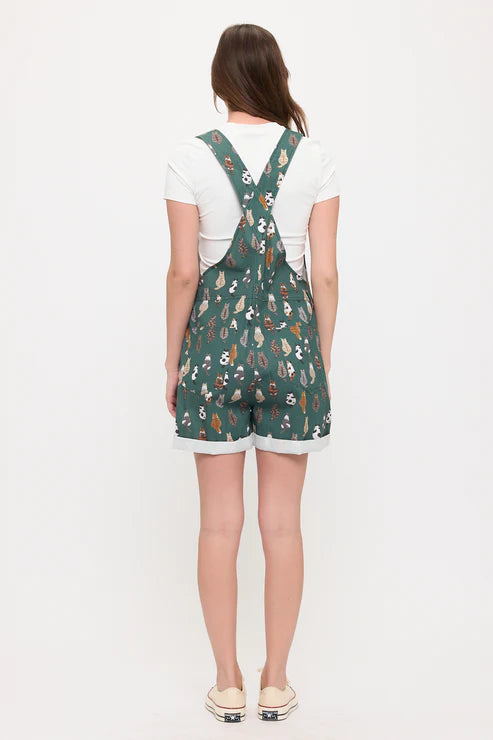 Whimsical Cat Tails Print Shortalls
