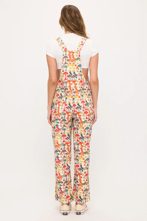 Colourful Mushroom Woods Print Overalls