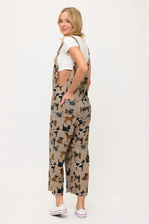 Holiday Dog Print Overalls