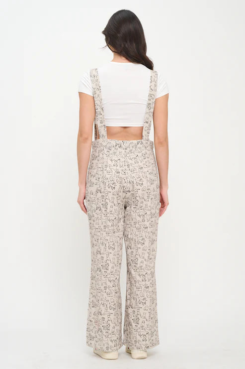 Different Breed Dogs Print Overalls