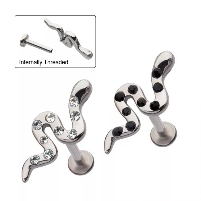 Snake With Bezel Set Gems Labret