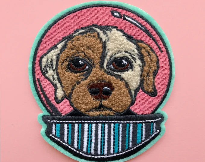 Patch chenille chien spatial