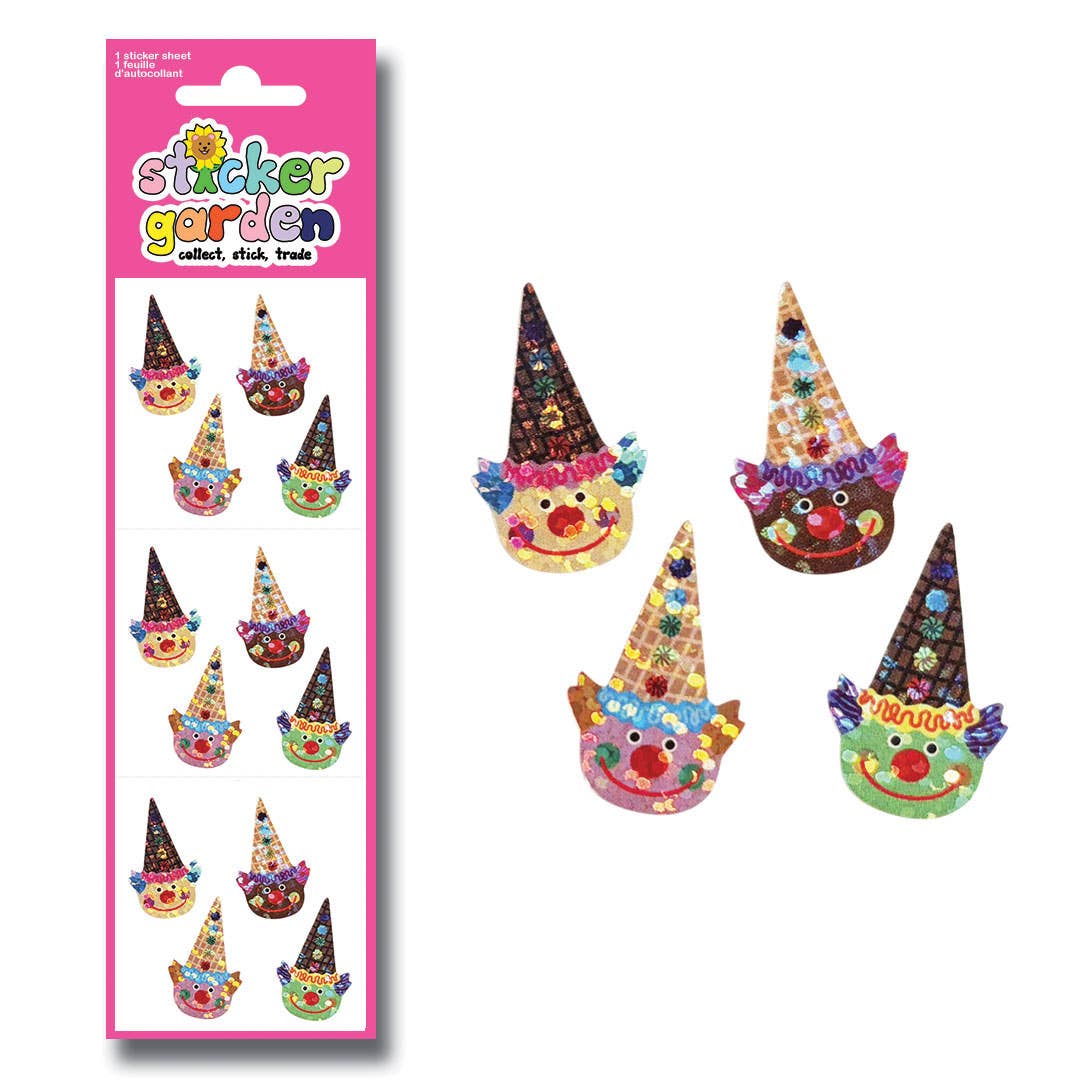 SPARKLE CLOWN ICE CREAM STICKER SHEET