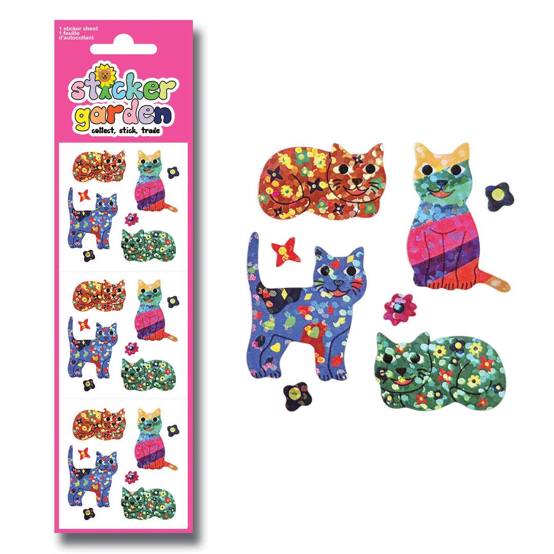 SPARKLE GROOVY CATS STICKER SHEET