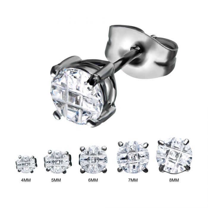 Steel Stud With 4mm Grid CZ