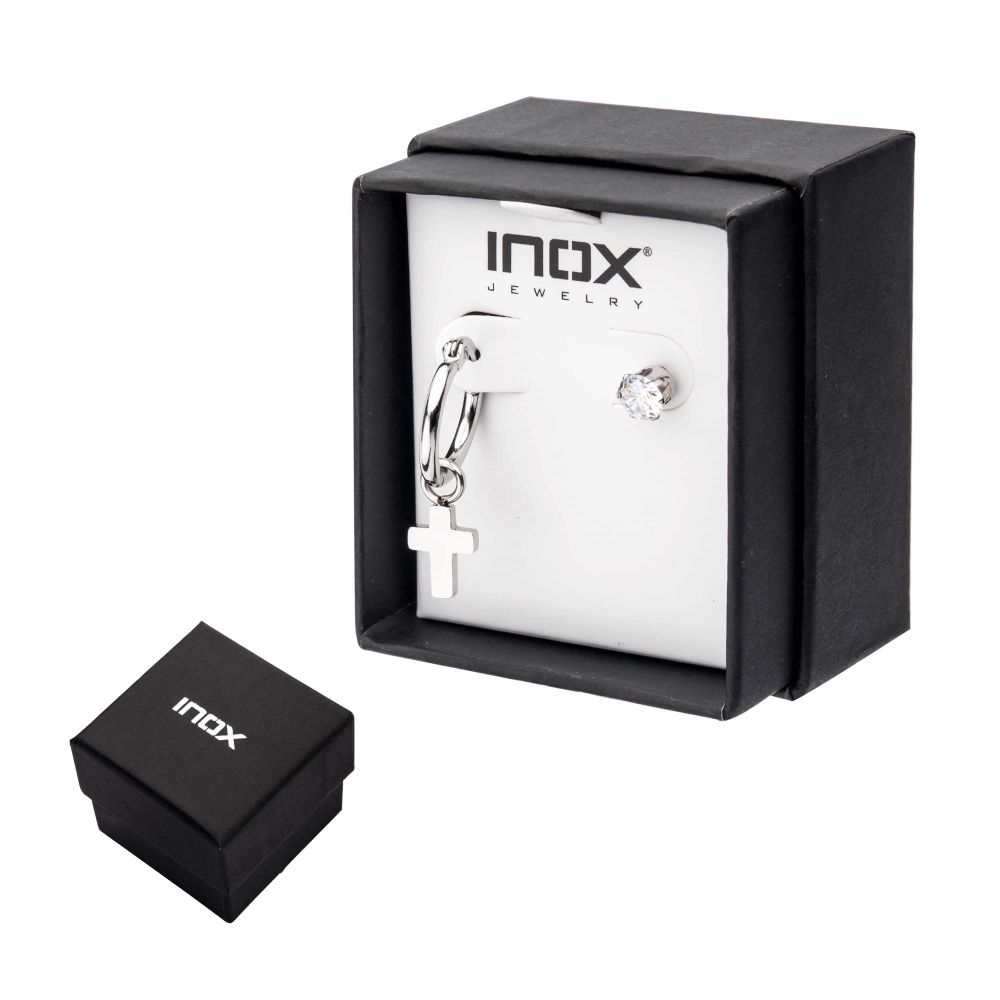 Boucles d'oreilles en acier à tige croisée de 5 mm