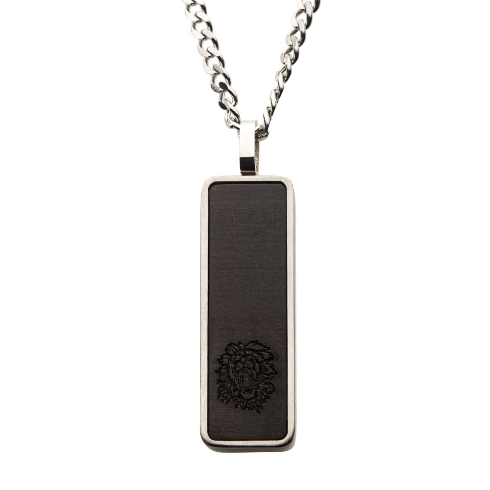 Carbon Fiber & Steel Dog Tag Necklace 24"