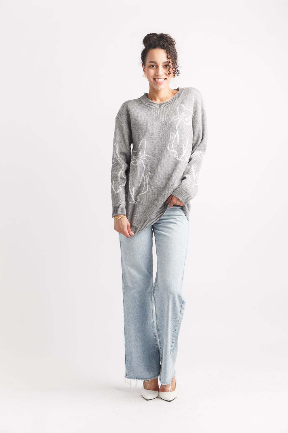 Cat Pattern Intarsia Sweater