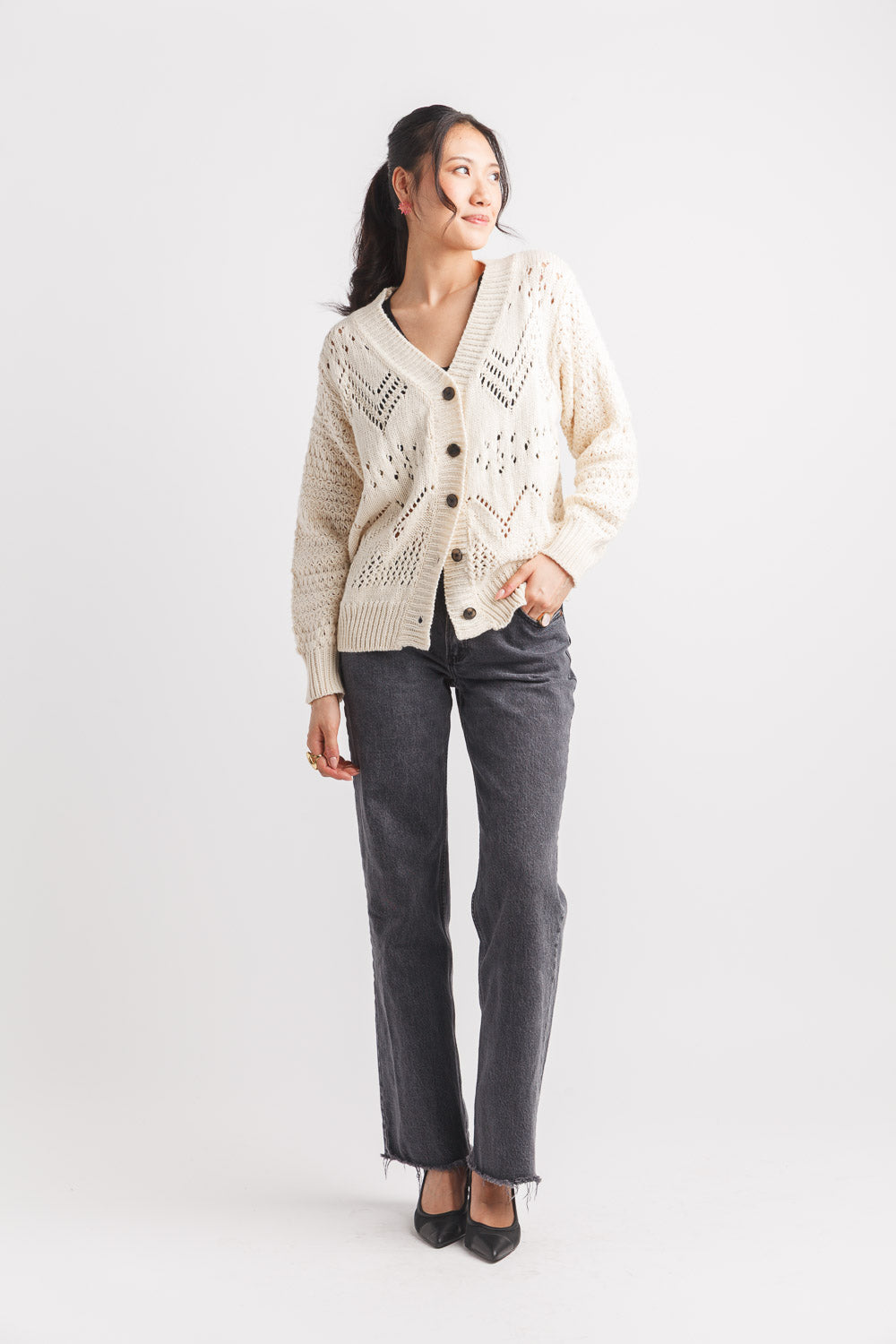 Crochet Button Front Cardigan