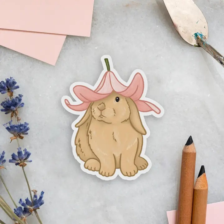 Flower Hat Bunny Sticker