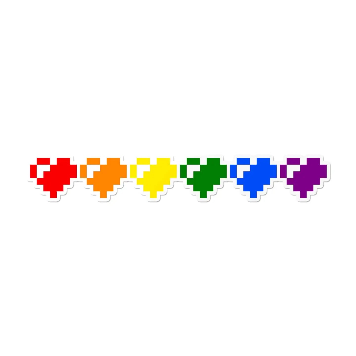 Gay 8 Bit Hearts Waterproof LGBTQ+ Sticker