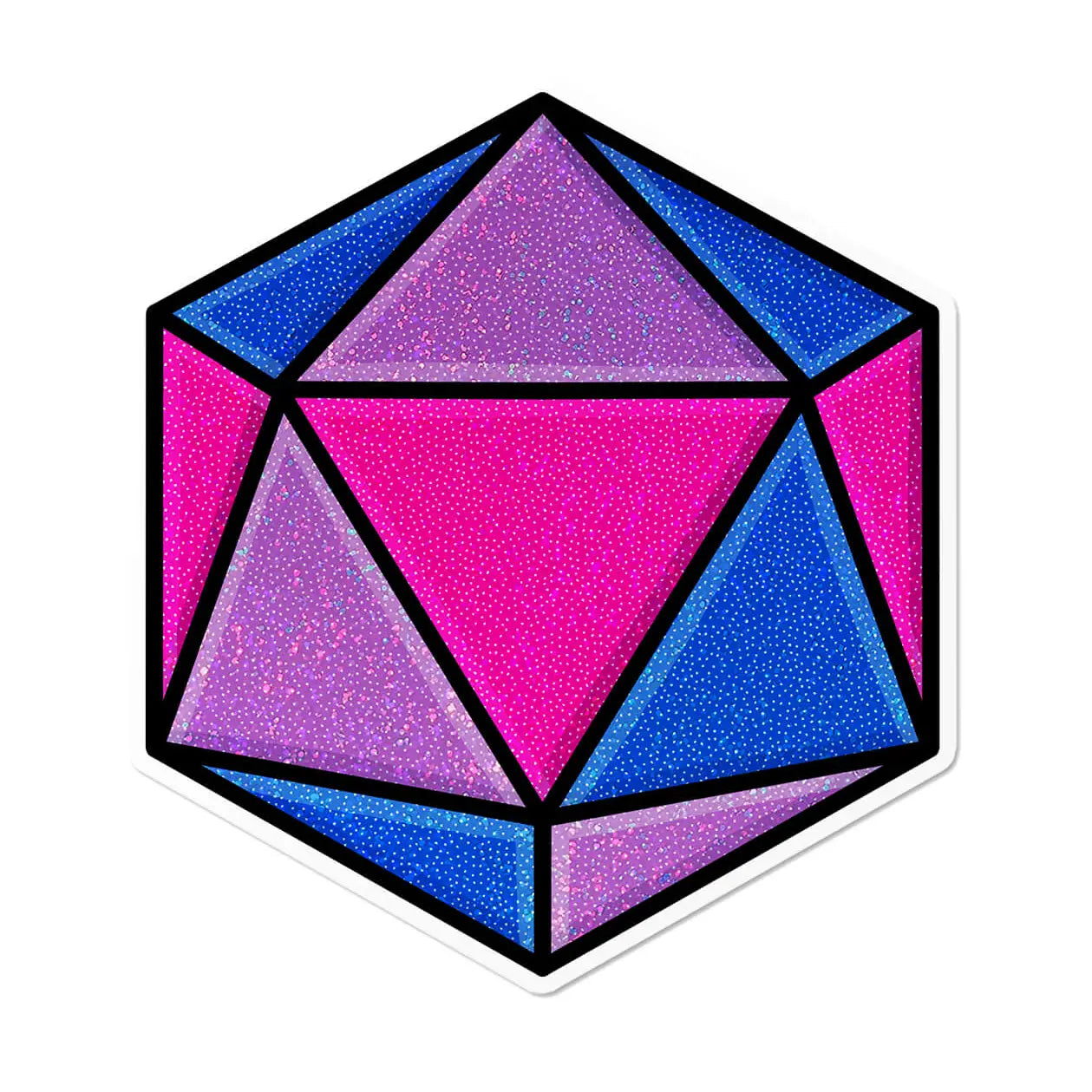 Holographic Bisexual D20 Dice Waterproof LGBTQ+ Sticker