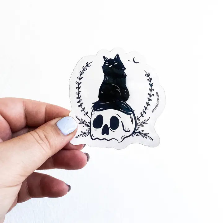 Superstitious Black Cat Sticker