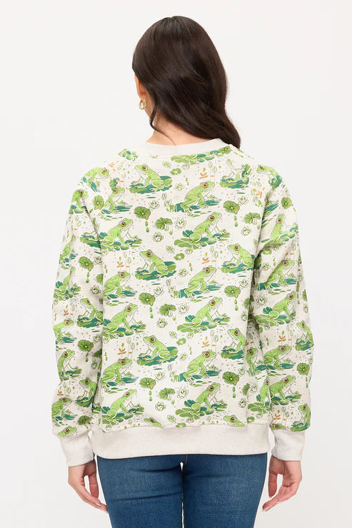 Lily Pads And Frogs Print Sweatshirt